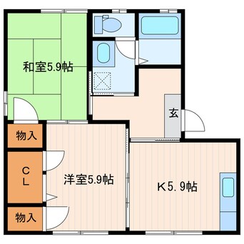 間取図 東海道本線/掛川駅 バス52分新横須賀下車:停歩5分 1階 築25年