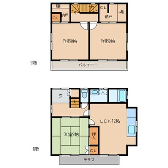 間取図 東海道本線/掛川駅 車移動　8分2.9km 1-2階 築28年