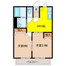 リバーシティーA 2DKの間取り
