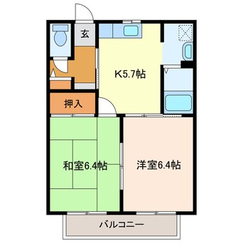 間取図 東海道本線/菊川駅 車移動　11分4.9km 2階 築25年