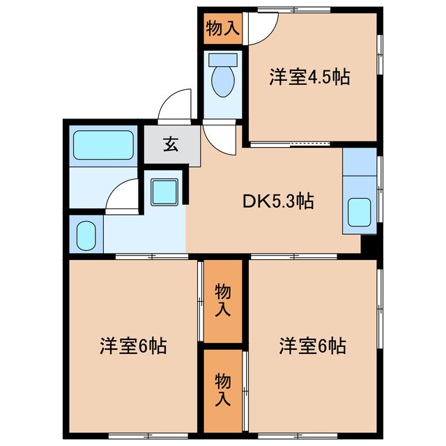 間取り図 東海道本線/掛川駅 車移動　9分3.7km 1階 築39年