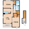 クローバー赤土Ⅰ 2LDKの間取り