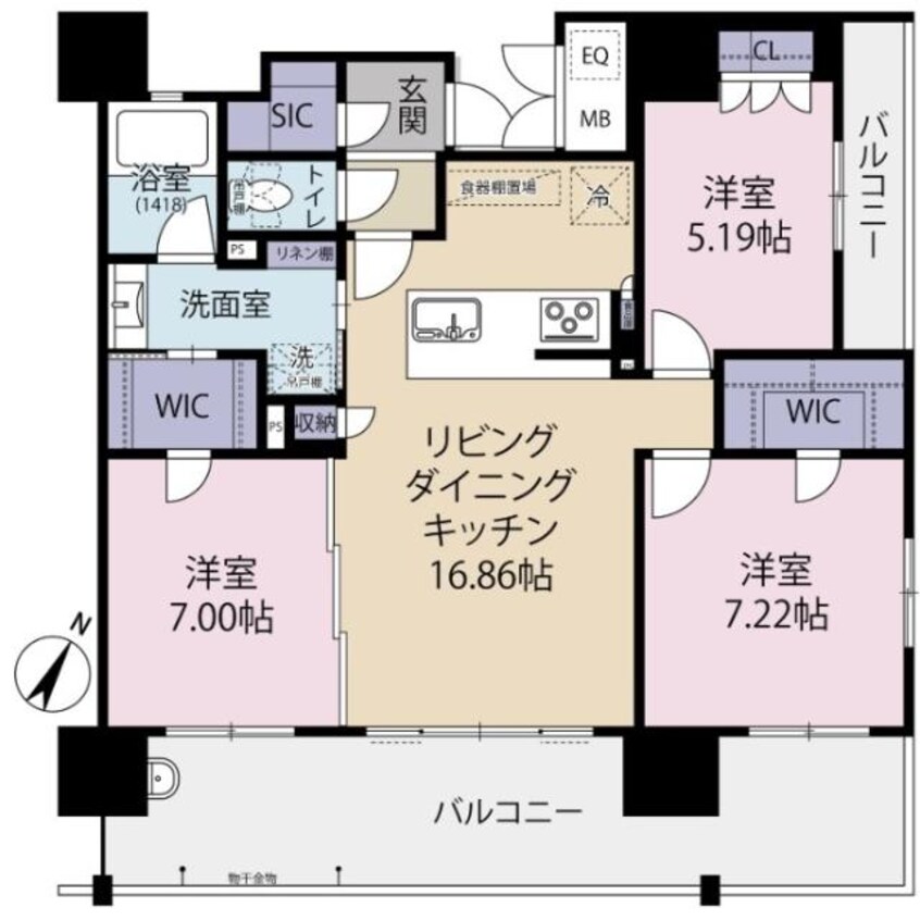 間取図 東海道本線/菊川駅 徒歩9分 8階 築7年