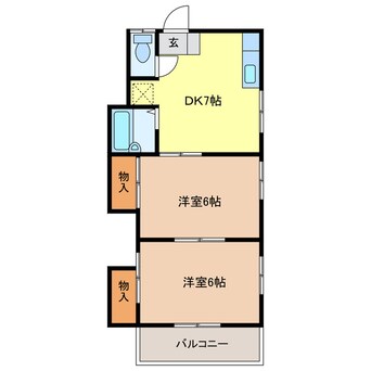 間取図 東海道本線/掛川駅 徒歩22分 1階 築34年