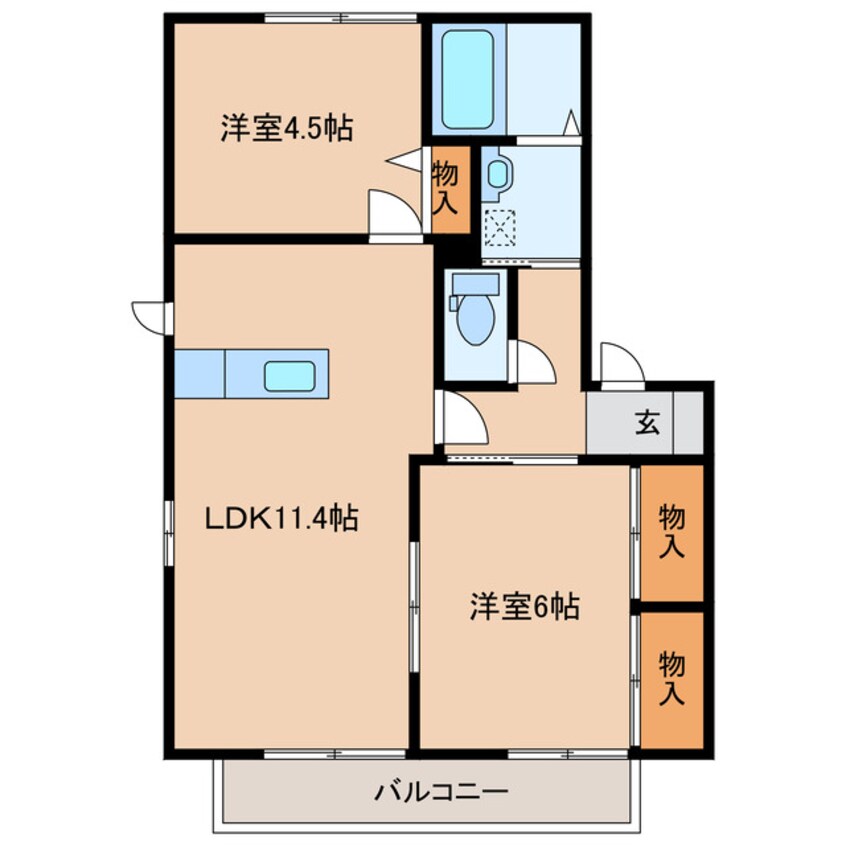 間取図 東海道本線/菊川駅 徒歩4分 2階 築22年