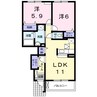 アウロラ 2LDKの間取り