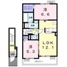 アイリス宮成　B 2LDKの間取り