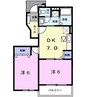 ラピシアＢ 2DKの間取り