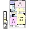 ラグーン岸脇Ⅱ 2LDKの間取り