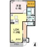 ソシエール御津 1LDKの間取り