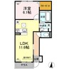 ソシエール御津 1LDKの間取り