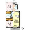 グランツⅡ番館 2LDKの間取り