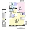 レスト・BM　Ⅵ 1LDKの間取り