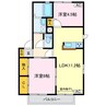 ベルパーク丸山F棟 2LDKの間取り