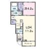 クラスペディアA 1LDKの間取り