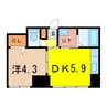 エンドレス17 A棟 1DKの間取り