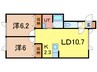 トーワ東７条　B棟 2LDKの間取り