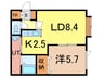 ロワールＣ 1LDKの間取り
