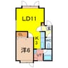 アルカディア弐号館 1LDKの間取り