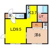 ブルームⅡ 1LDKの間取り