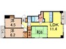 旭川グランドハイツ 3LDKの間取り