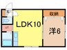 カサグレースA 1LDKの間取り