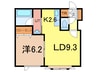 ロワールＢ 1LDKの間取り