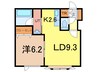 ロワールＢ 1LDKの間取り