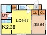 シノン5条 1LDKの間取り