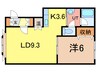 ドゥ・ランジェ 1LDKの間取り