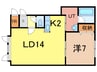 ステラガーデンⅡ 1LDKの間取り