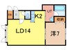 ステラガーデンⅡ 1LDKの間取り