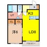 シャンノール医大前 1LDKの間取り