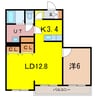 シャンノール東3条 1LDKの間取り