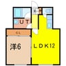 ウエストＥ 1LDKの間取り