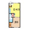 スカイハイツ大町2-2 1DKの間取り