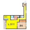 ウッドベル旭町 1LDKの間取り