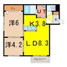 メイユール西２ 2LDKの間取り