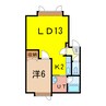 アルカディア壱号館 1LDKの間取り