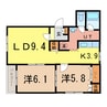 ピュアライフⅡ 2LDKの間取り