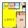 ポップライフＢ 1LDKの間取り