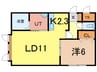 リーノＢ 1LDKの間取り