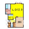 ルピナスC 1LDKの間取り
