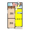 シャンノール山田 2LDKの間取り