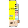 ゼロワンウエスト 1LDKの間取り