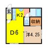 コットンハウス７ 1DKの間取り