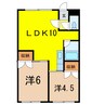 ベルオークウエスト 2LDKの間取り