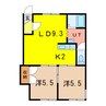 ９条通クラブハウス 2LDKの間取り