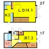 ルーチェⅡ 1LDKの間取り