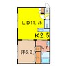 南ウェーブⅡ 1LDKの間取り